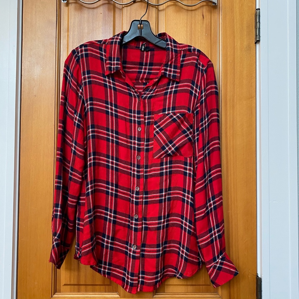 Rip Curl red plaid button up flannel